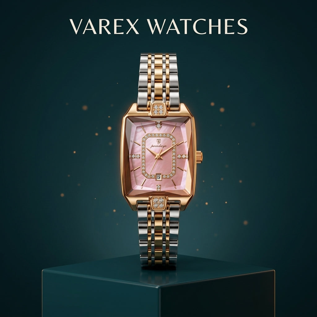 POEDAGAR Ladies Quartz Watch with Steel Chain and Elegant Cut Glass Design