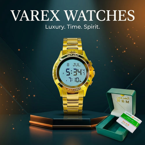 Al Haramain Original Saudi Prayer Watch with Qibla Direction and Prayer Times