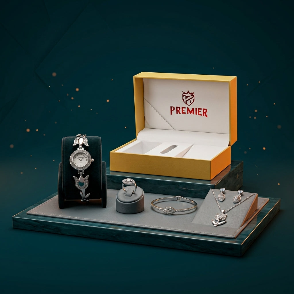 Premier Women's Watch and Jewelry Gift Set with Luxury Gift Box