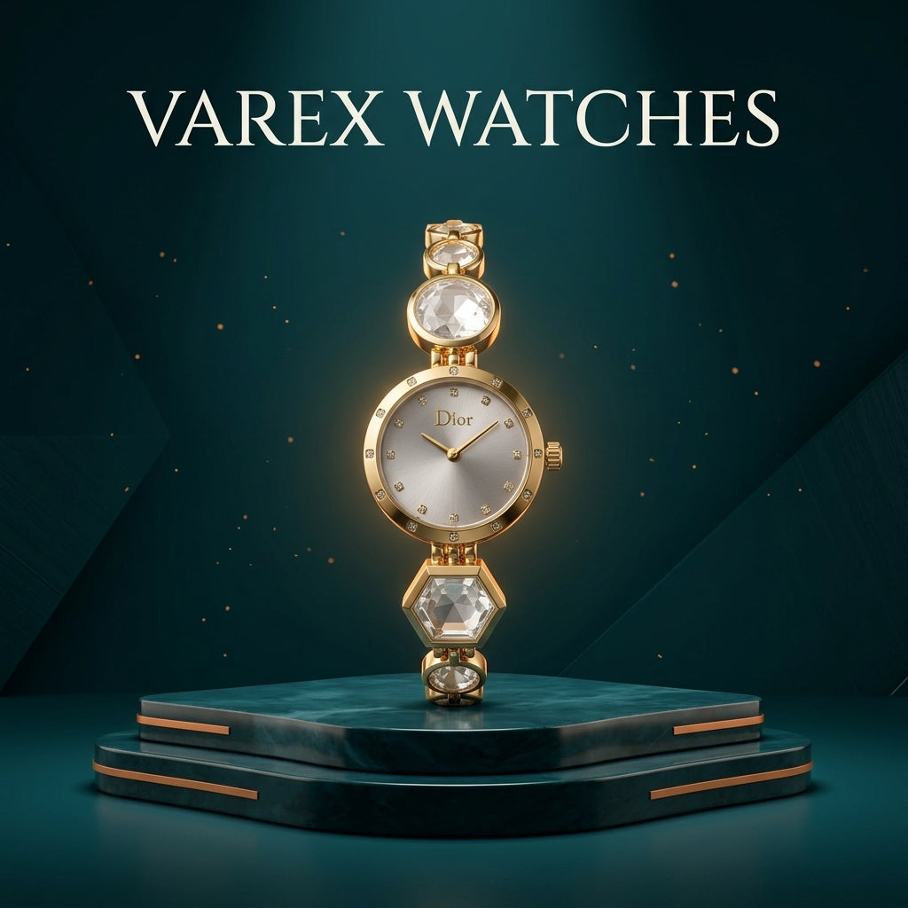 DIOR Ladies Gold Finish Watch with Elegant Bracelet Design