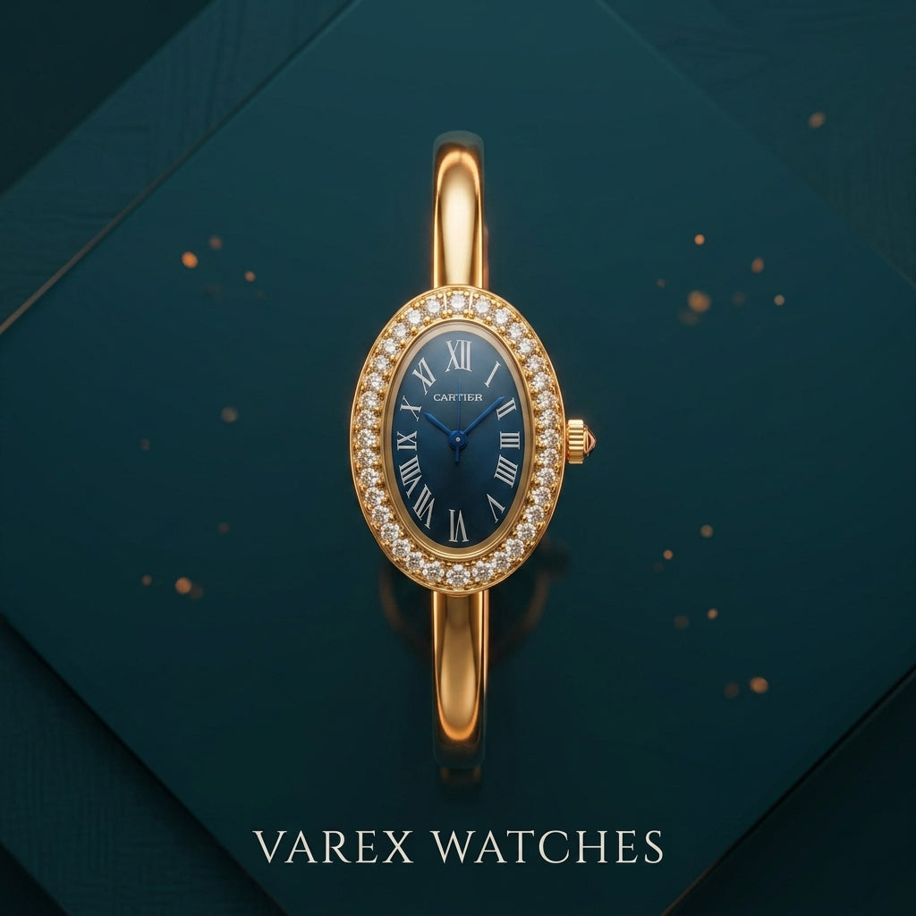 CARTIER Ladies Bracelet Watch with Gold Finish and Stone Bezel Design