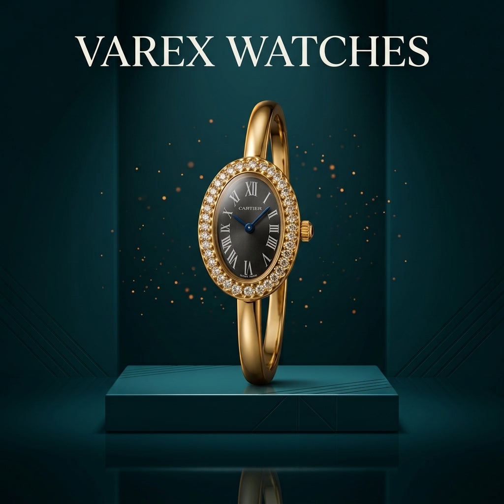 CARTIER Ladies Bracelet Watch with Gold Finish and Stone Bezel Design