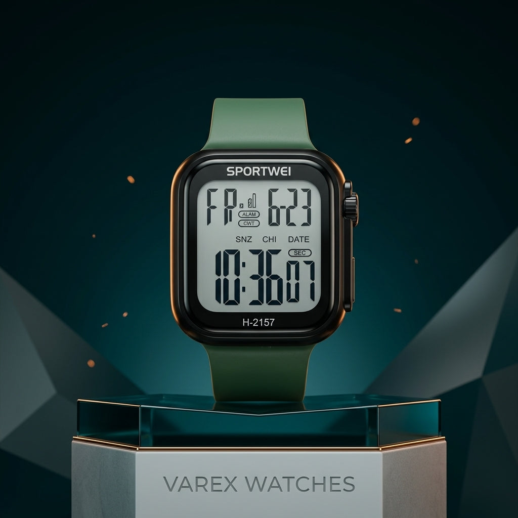 SPORTWEI Original Digital Watch with 3ATM Water Resistance and Stainless Steel Back